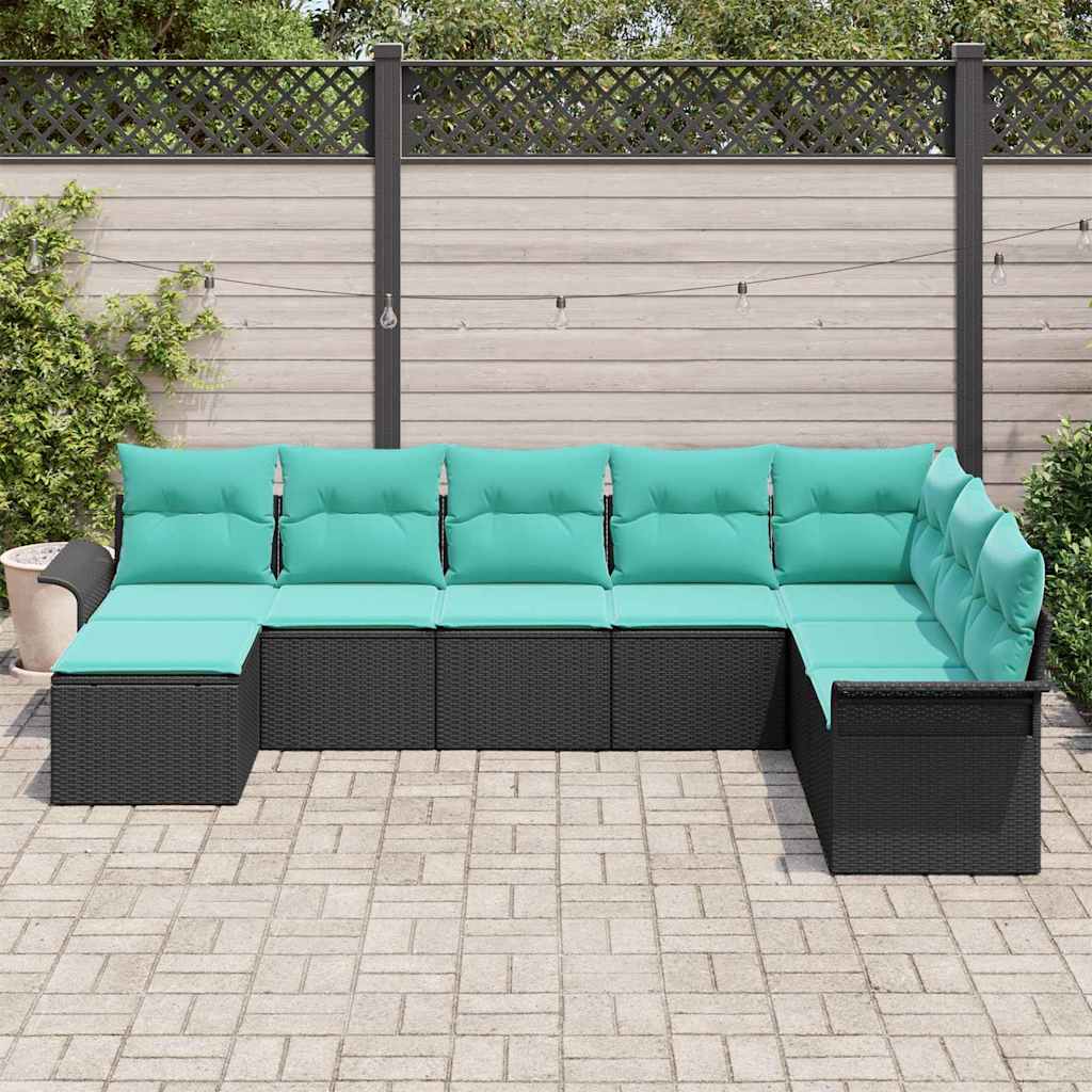 Tuin Sofa Set met kussen met opslag 8 pcs Zwart Poly riet is nu te koop bij PeponiXL, paradijselijk wonen!