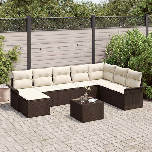 Tuin Sofa Set met kussen met opslag 9 pcs Grijs Poly riet is nu te koop bij PeponiXL, paradijselijk wonen!