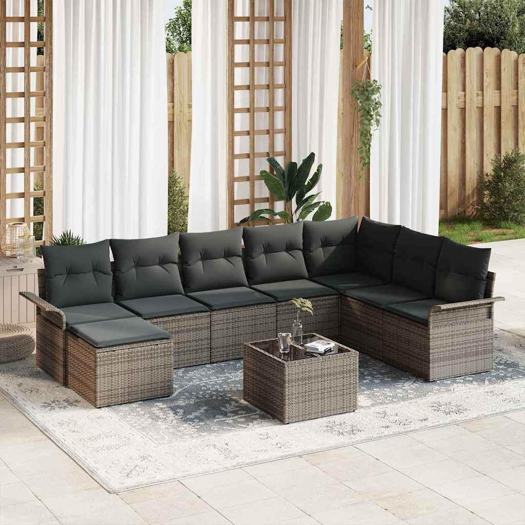 Tuin Sofa Set met kussen met opslag 9 pcs Zwart Poly riet is nu te koop bij PeponiXL, paradijselijk wonen!