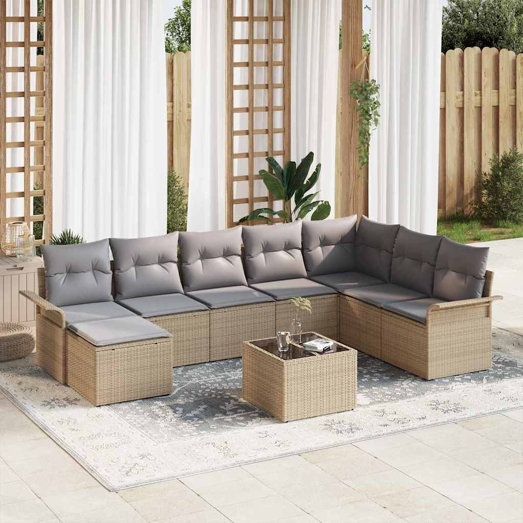Tuin Sofa Set met kussen met opslag 9 pcs Zwart Poly riet is nu te koop bij PeponiXL, paradijselijk wonen!
