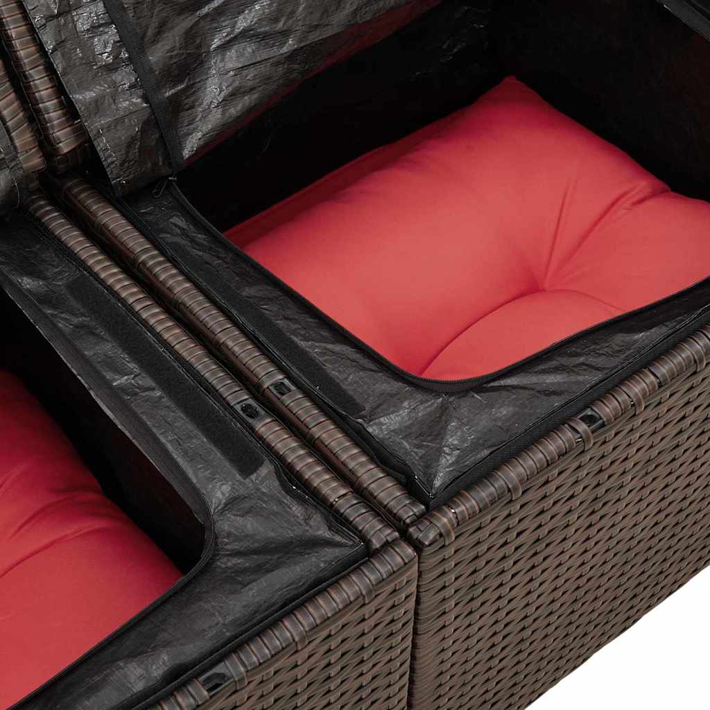 Tuin Sofa Set met kussen met opslag 9 pcs Bruin Poly riet is nu te koop bij PeponiXL, paradijselijk wonen!
