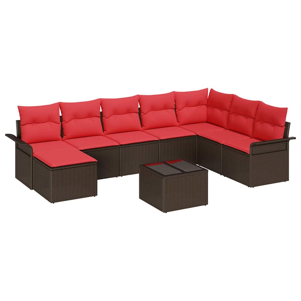 Tuin Sofa Set met kussen met opslag 9 pcs Bruin Poly riet is nu te koop bij PeponiXL, paradijselijk wonen!