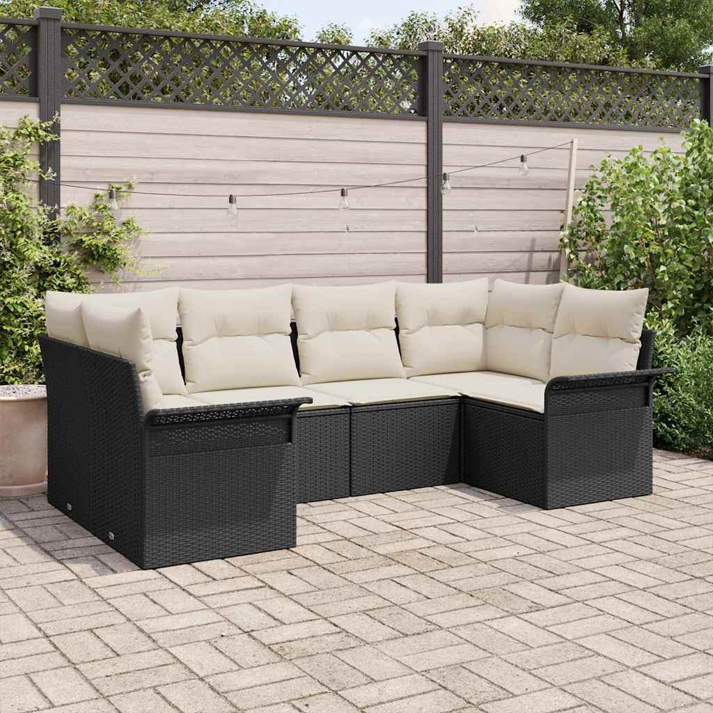 Tuin Sofa Set met opslag 6 pcs Zwart Poly riet is nu te koop bij PeponiXL, paradijselijk wonen!