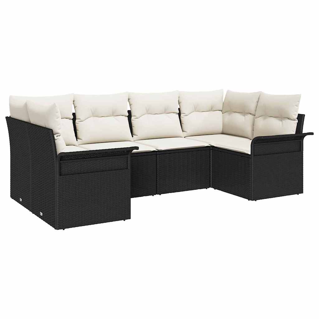 Tuin Sofa Set met opslag 6 pcs Zwart Poly riet is nu te koop bij PeponiXL, paradijselijk wonen!