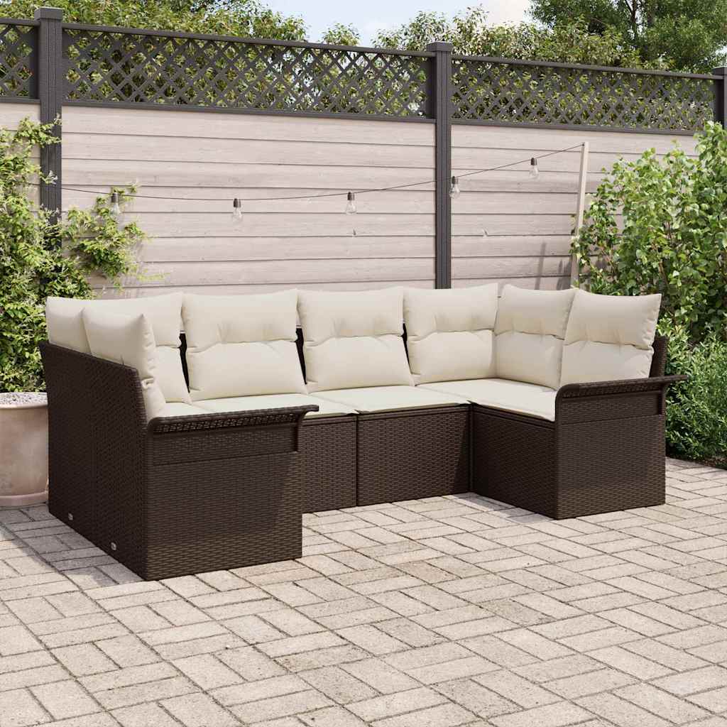 Tuin Sofa Set met opslag 6 pcs Bruin Poly riet is nu te koop bij PeponiXL, paradijselijk wonen!