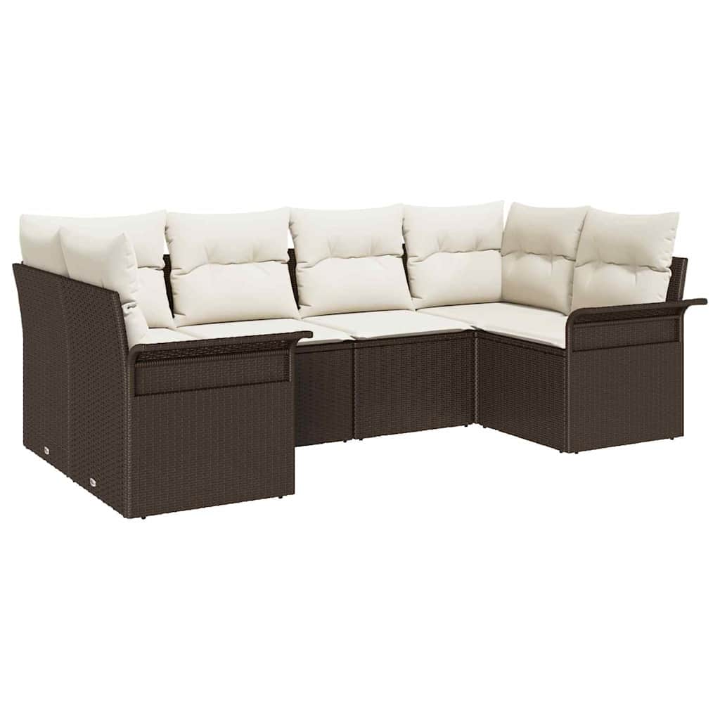 Tuin Sofa Set met opslag 6 pcs Bruin Poly riet is nu te koop bij PeponiXL, paradijselijk wonen!