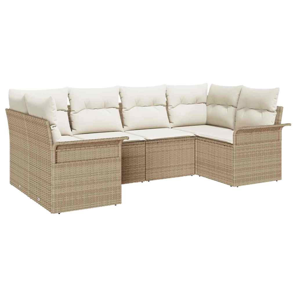 Tuin Sofa Set met opslag 6 pcs Beige Poly riet is nu te koop bij PeponiXL, paradijselijk wonen!