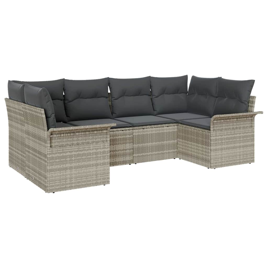 Tuin Sofa Set met opslag 6 pcs Lichtgrijs Poly riet is nu te koop bij PeponiXL, paradijselijk wonen!