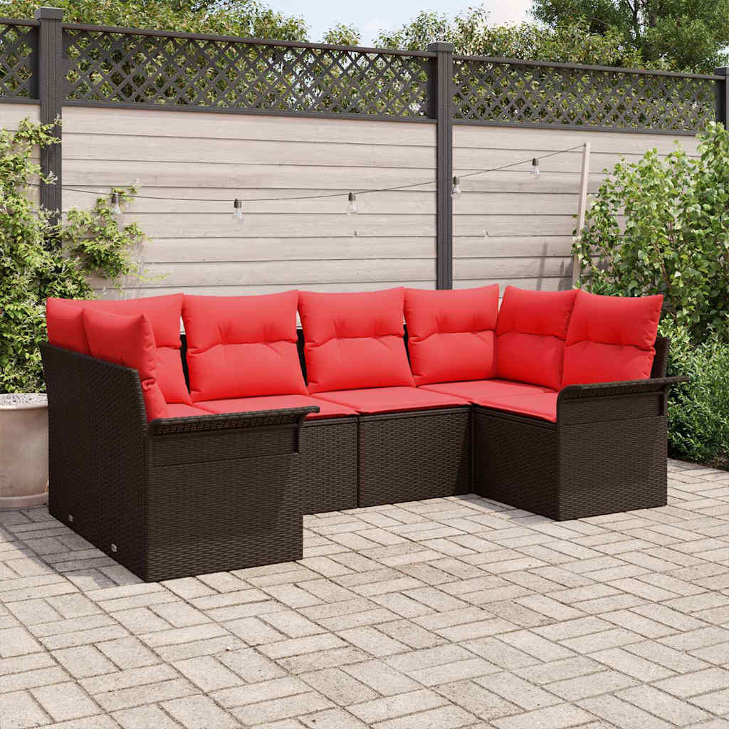 Tuin Sofa Set met opslag 6 pcs Bruin Poly riet is nu te koop bij PeponiXL, paradijselijk wonen!