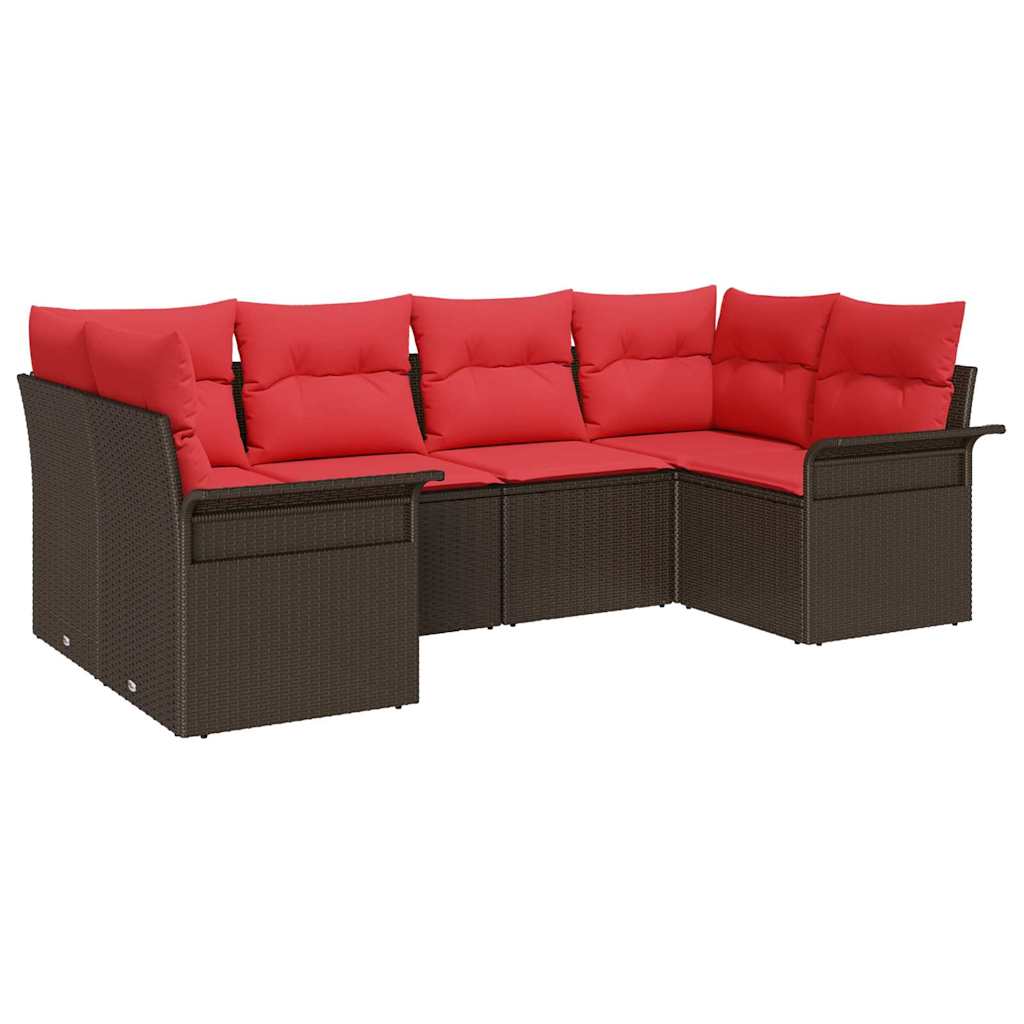 Tuin Sofa Set met opslag 6 pcs Bruin Poly riet is nu te koop bij PeponiXL, paradijselijk wonen!