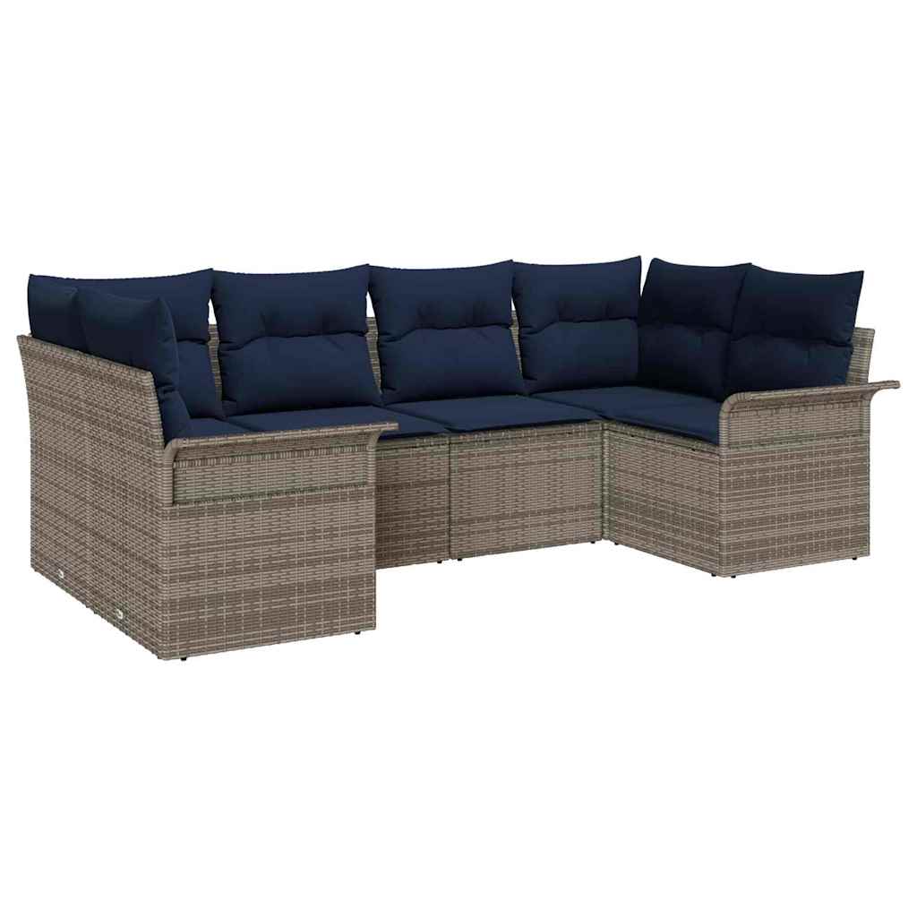 Tuin Sofa Set met opslag 6 pcs Grijs Poly riet is nu te koop bij PeponiXL, paradijselijk wonen!