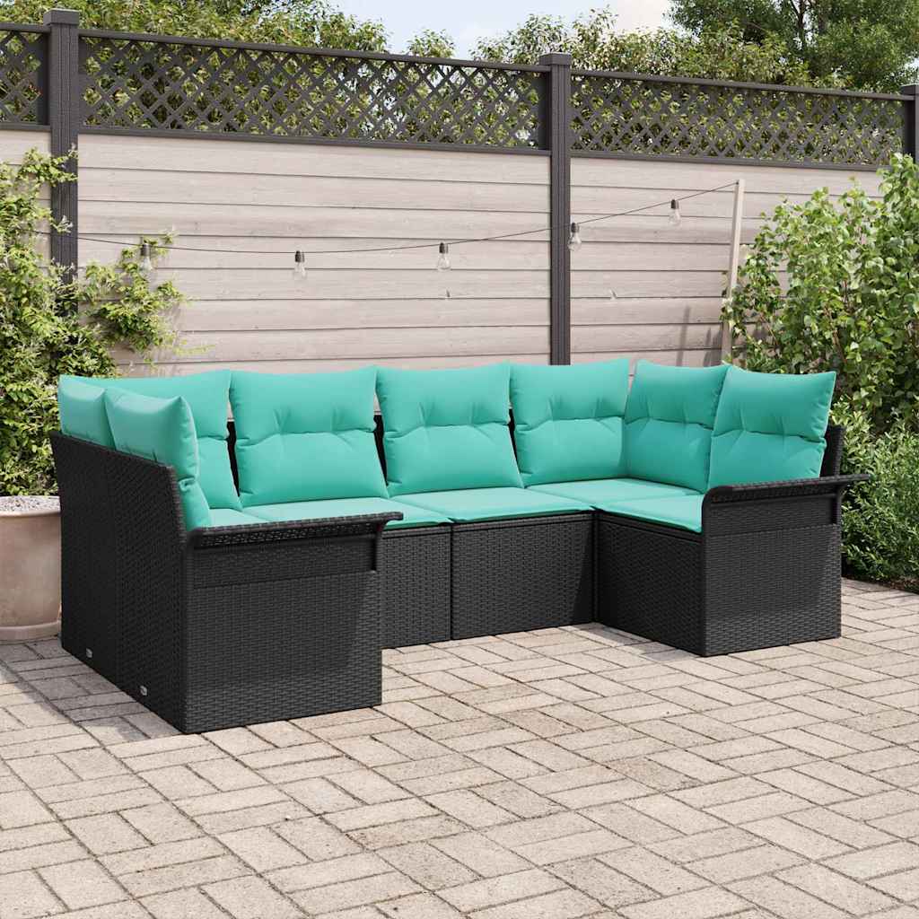 Tuin Sofa Set met opslag 6 pcs Zwart Poly riet is nu te koop bij PeponiXL, paradijselijk wonen!