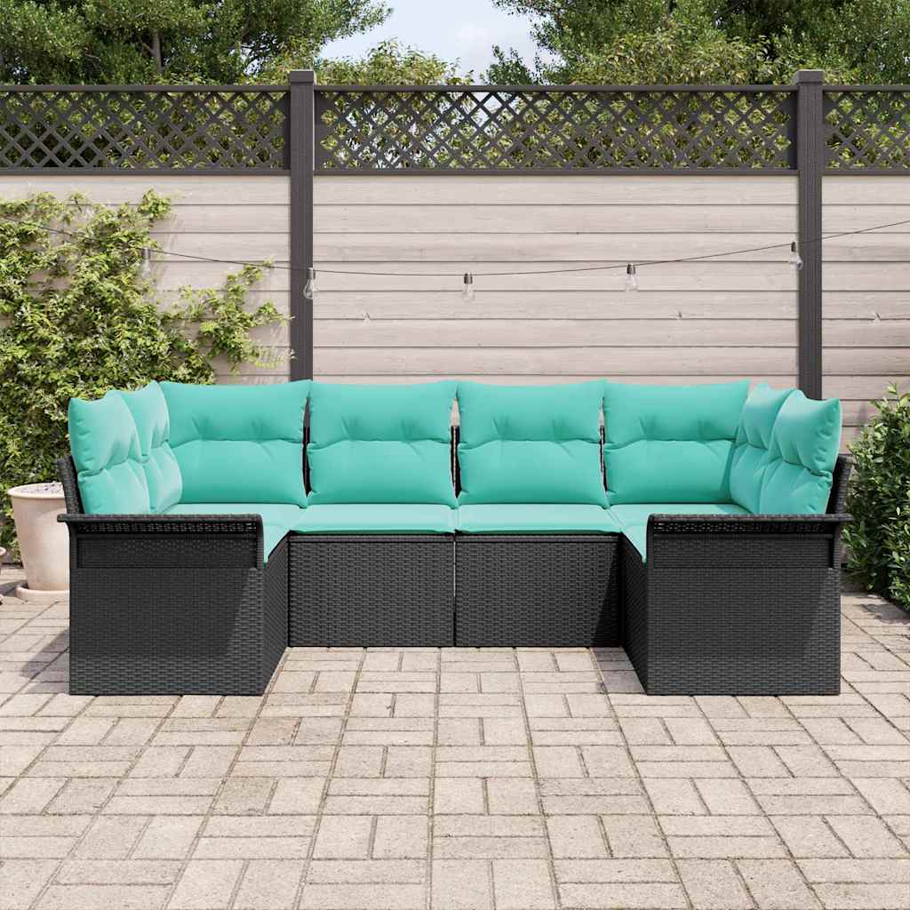 Tuin Sofa Set met opslag 6 pcs Zwart Poly riet is nu te koop bij PeponiXL, paradijselijk wonen!