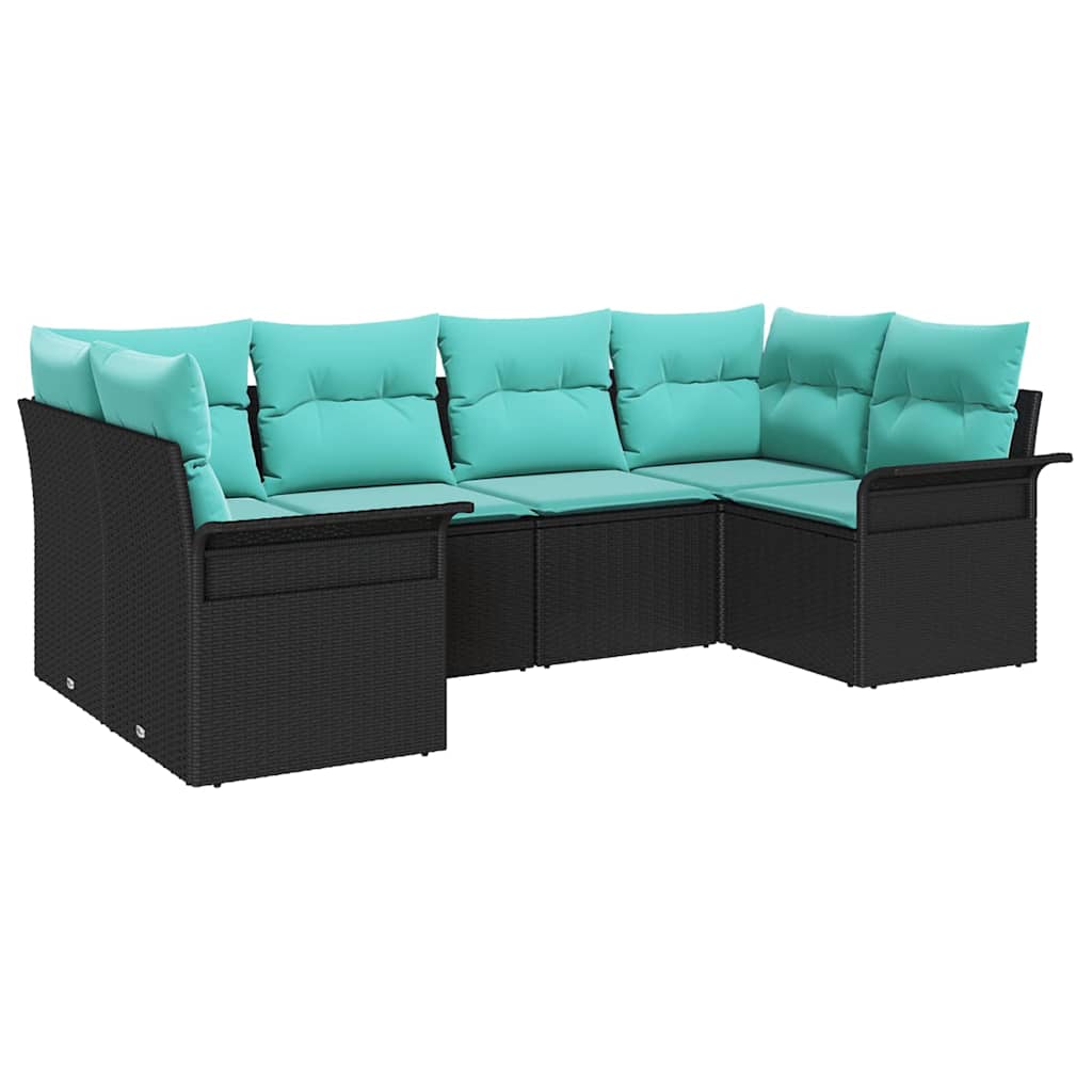 Tuin Sofa Set met opslag 6 pcs Zwart Poly riet is nu te koop bij PeponiXL, paradijselijk wonen!