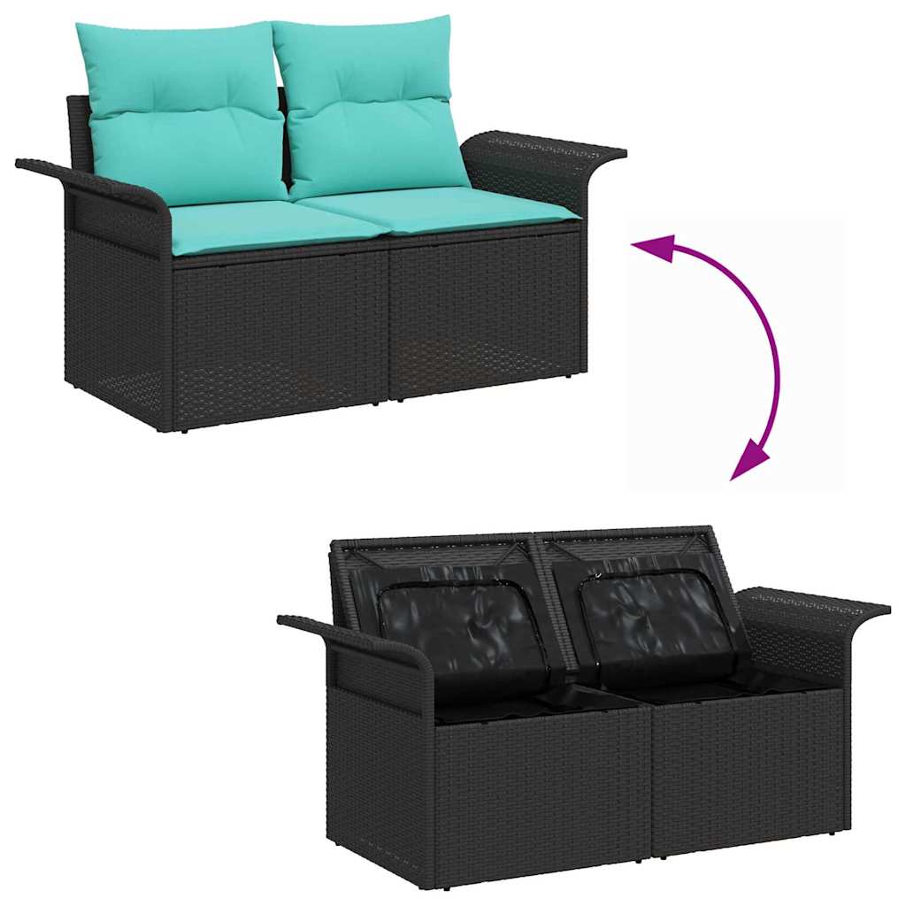 Tuin Sofa Set met opslag 6 pcs Zwart Poly riet is nu te koop bij PeponiXL, paradijselijk wonen!
