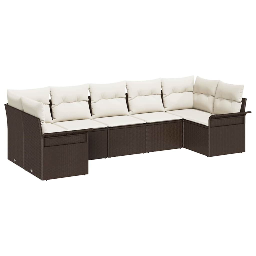 Tuin Sofa Set met opslag 7 pcs Bruin Poly riet is nu te koop bij PeponiXL, paradijselijk wonen!