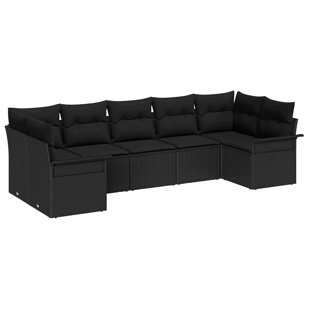Tuin Sofa Set met opslag 7 pcs Zwart Poly riet is nu te koop bij PeponiXL, paradijselijk wonen!