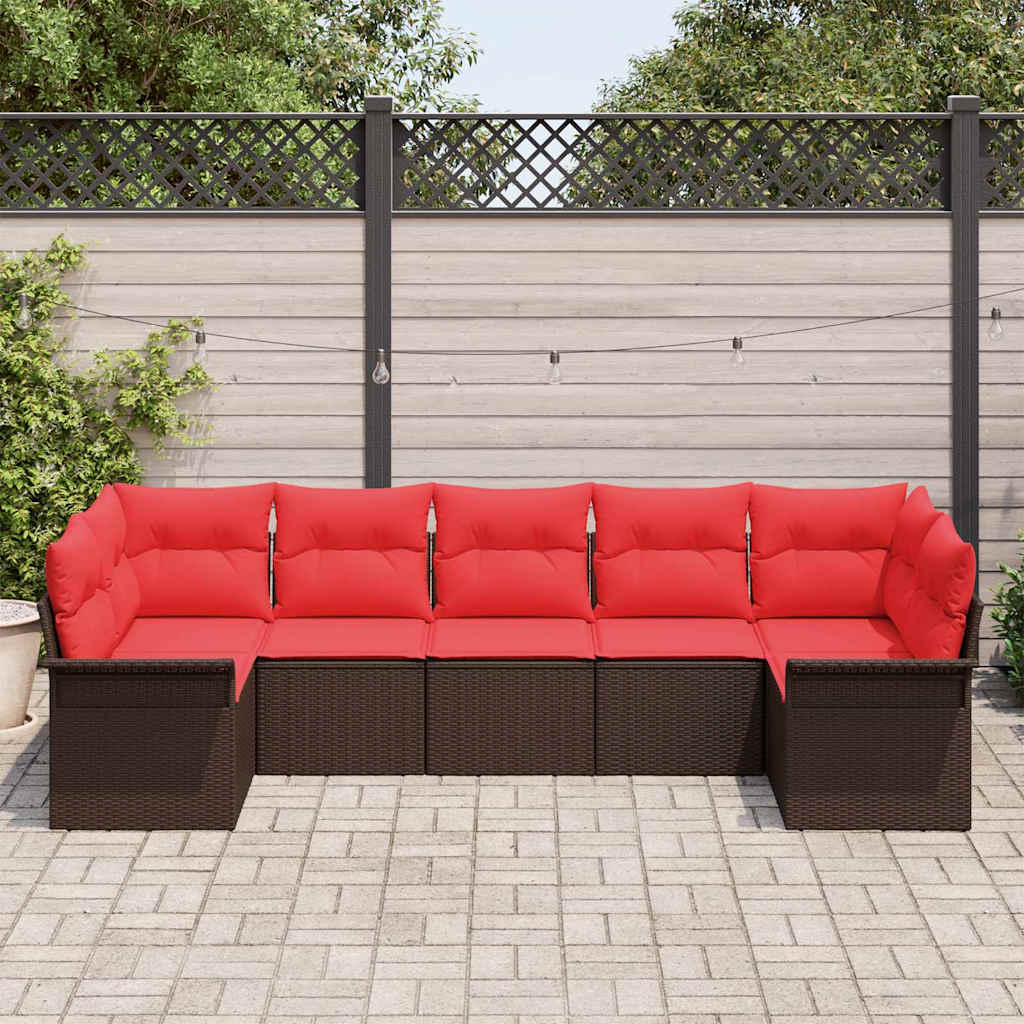Tuin Sofa Set met opslag 7 pcs Bruin Poly riet is nu te koop bij PeponiXL, paradijselijk wonen!