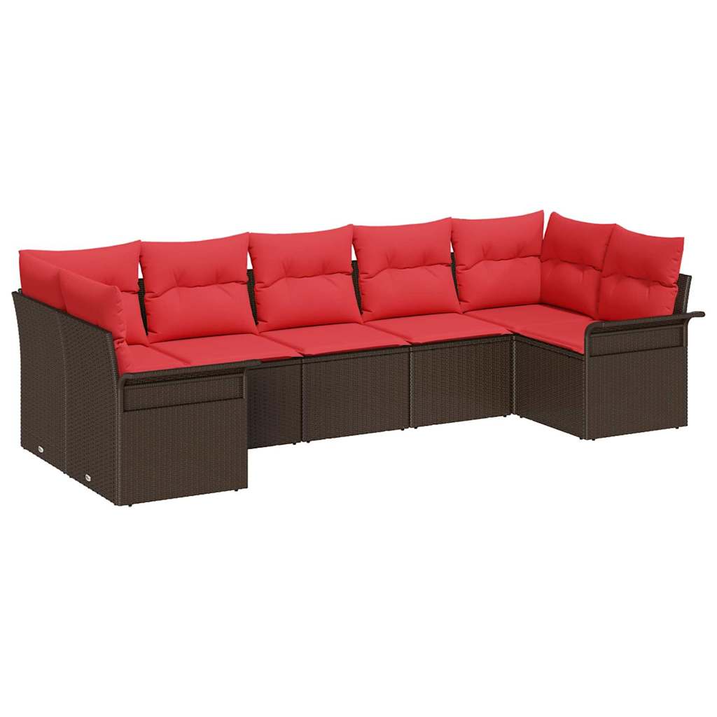 Tuin Sofa Set met opslag 7 pcs Bruin Poly riet is nu te koop bij PeponiXL, paradijselijk wonen!