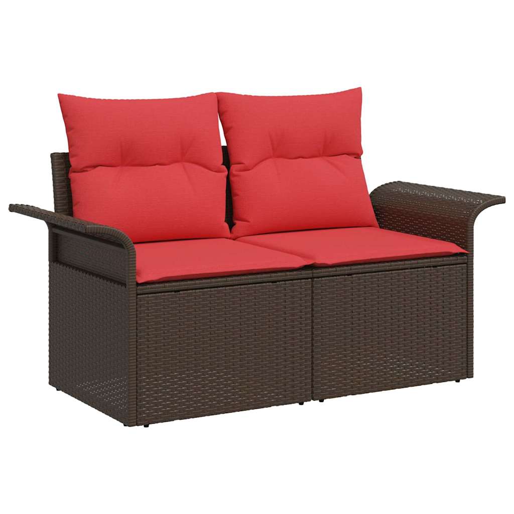 Tuin Sofa Set met opslag 7 pcs Bruin Poly riet is nu te koop bij PeponiXL, paradijselijk wonen!