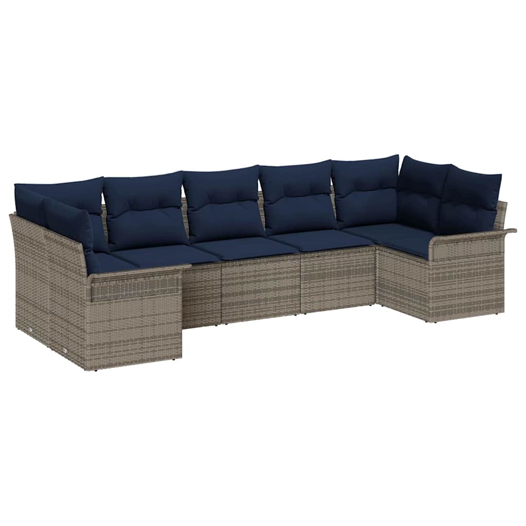 Tuin Sofa Set met opslag 7 pcs Grijs Poly riet is nu te koop bij PeponiXL, paradijselijk wonen!