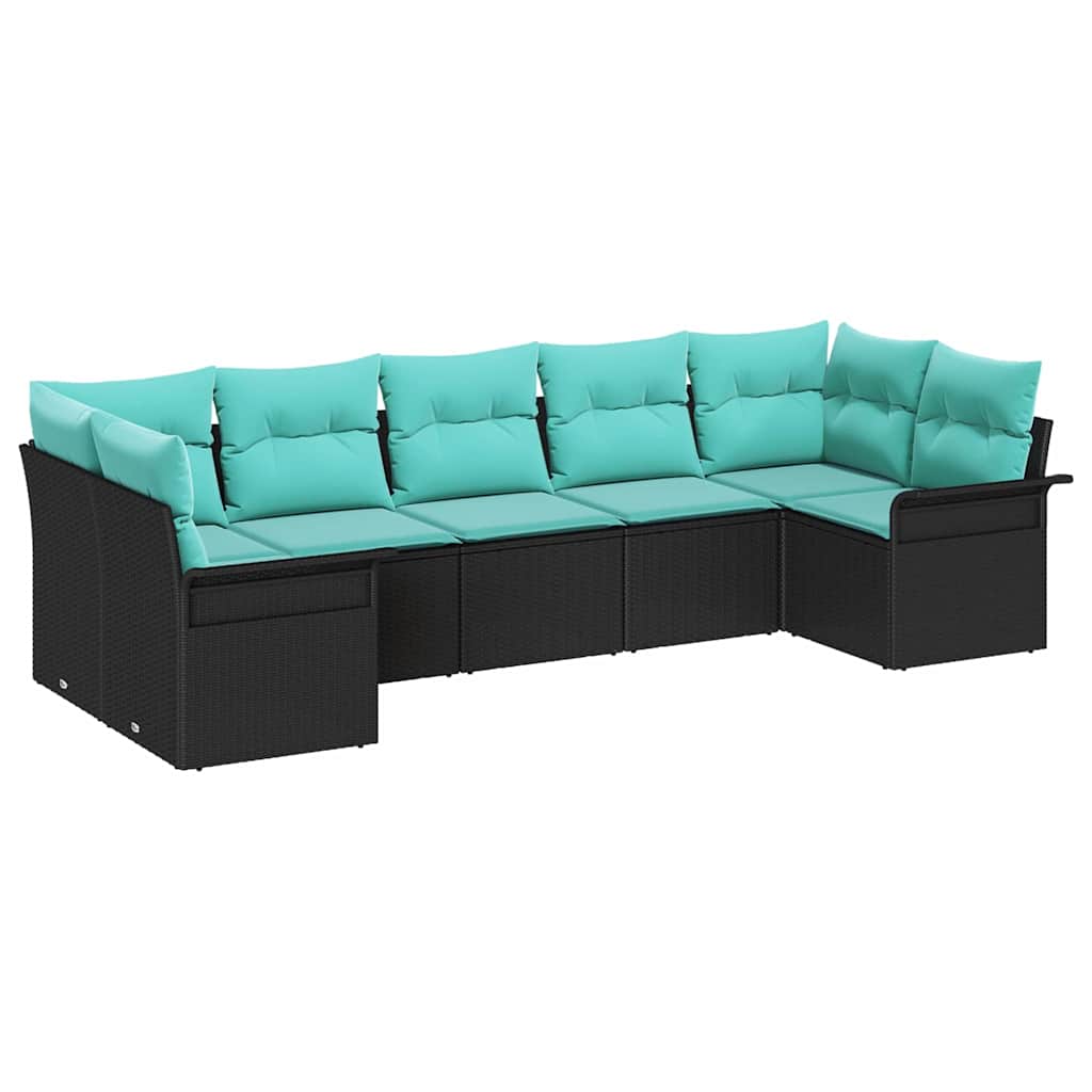 Tuin Sofa Set met opslag 7 pcs Zwart Poly riet is nu te koop bij PeponiXL, paradijselijk wonen!