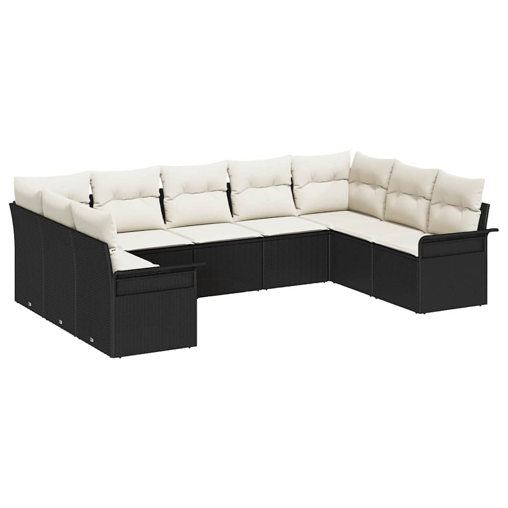Tuin Sofa Set met opslag 9 pcs Zwart poly rattan is nu te koop bij PeponiXL, paradijselijk wonen!