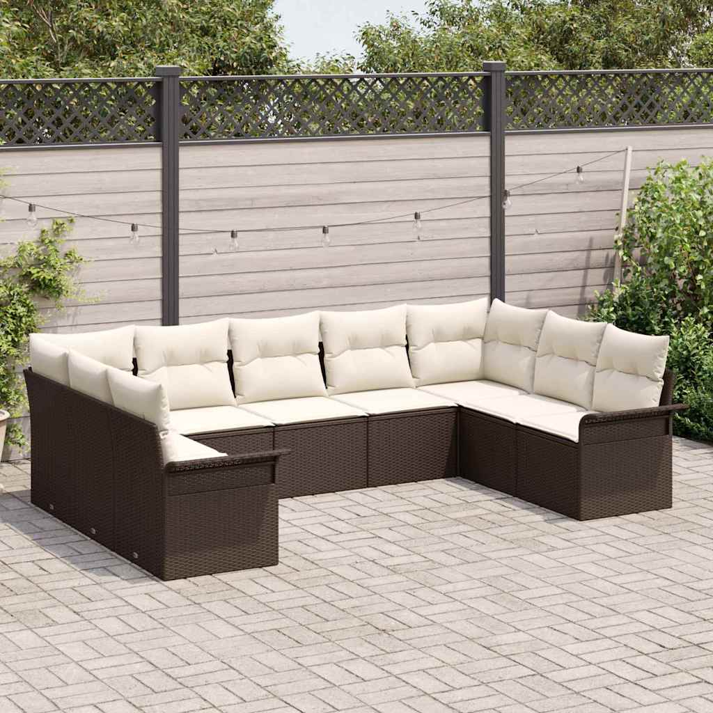 Tuin Sofa Set met opslag 9 pcs Bruin poly rattan is nu te koop bij PeponiXL, paradijselijk wonen!