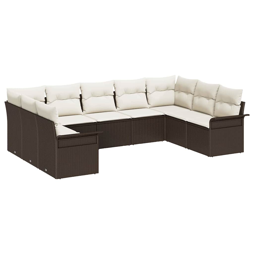Tuin Sofa Set met opslag 9 pcs Bruin poly rattan is nu te koop bij PeponiXL, paradijselijk wonen!