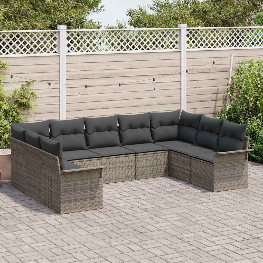 Tuin Sofa Set met opslag 9 pcs Grijs poly rattan is nu te koop bij PeponiXL, paradijselijk wonen!