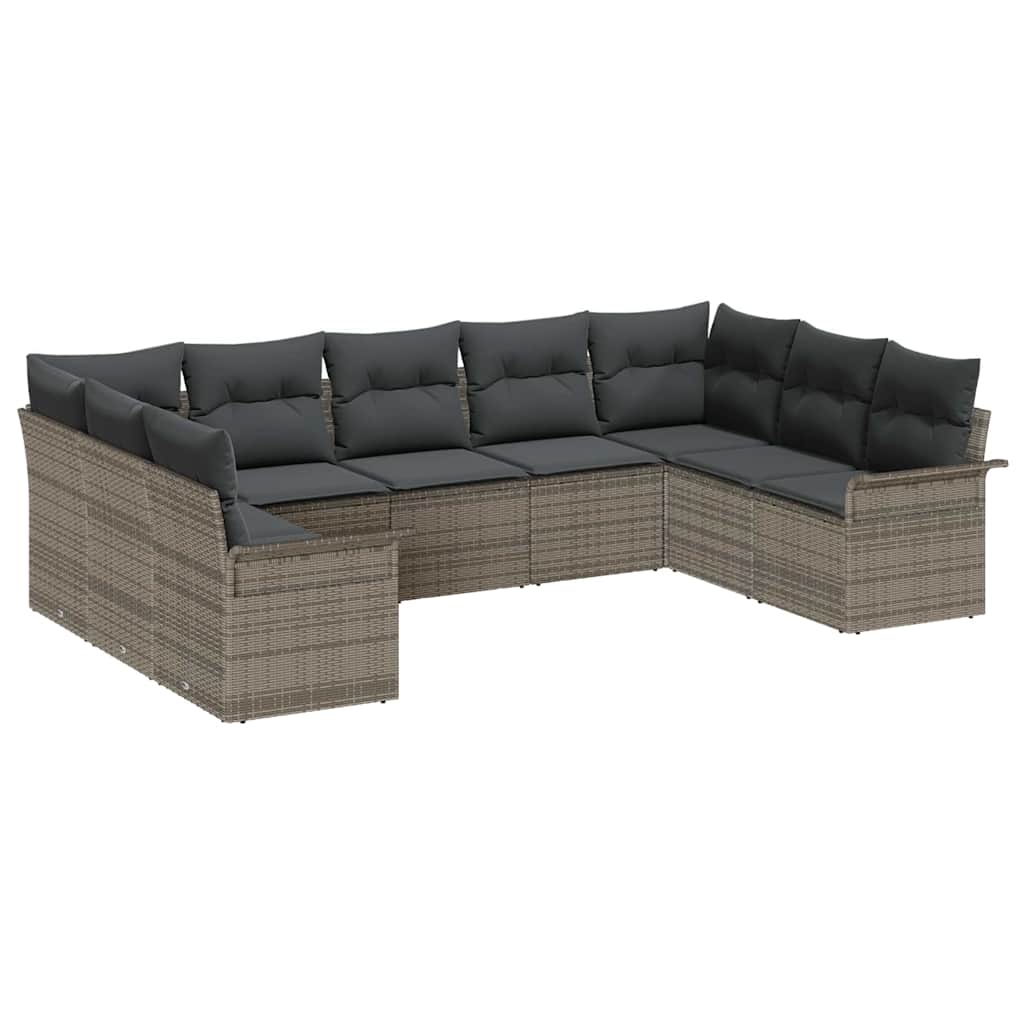 Tuin Sofa Set met opslag 9 pcs Grijs poly rattan is nu te koop bij PeponiXL, paradijselijk wonen!