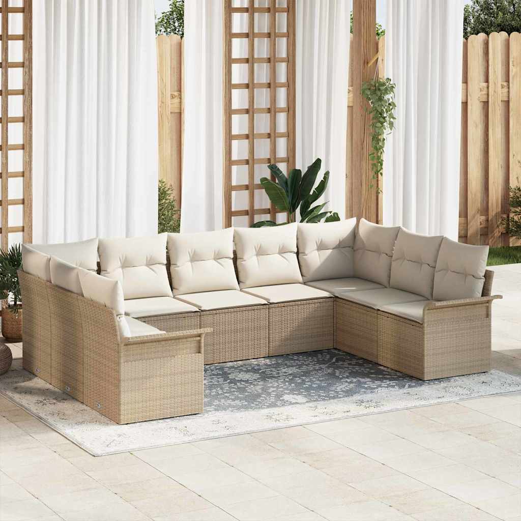 Tuin Sofa Set met opslag 9 pcs Beige poly rattan is nu te koop bij PeponiXL, paradijselijk wonen!