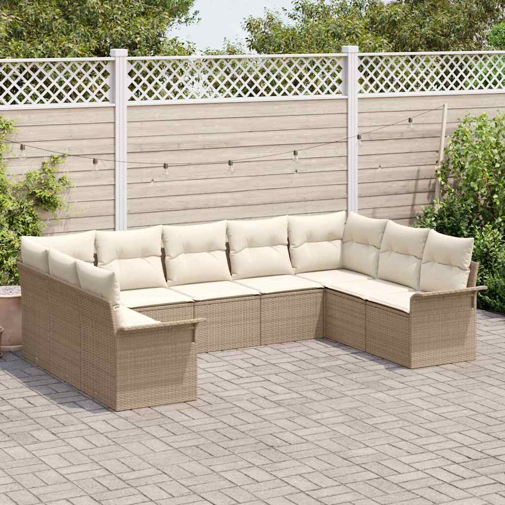 Tuin Sofa Set met opslag 9 pcs Beige poly rattan is nu te koop bij PeponiXL, paradijselijk wonen!