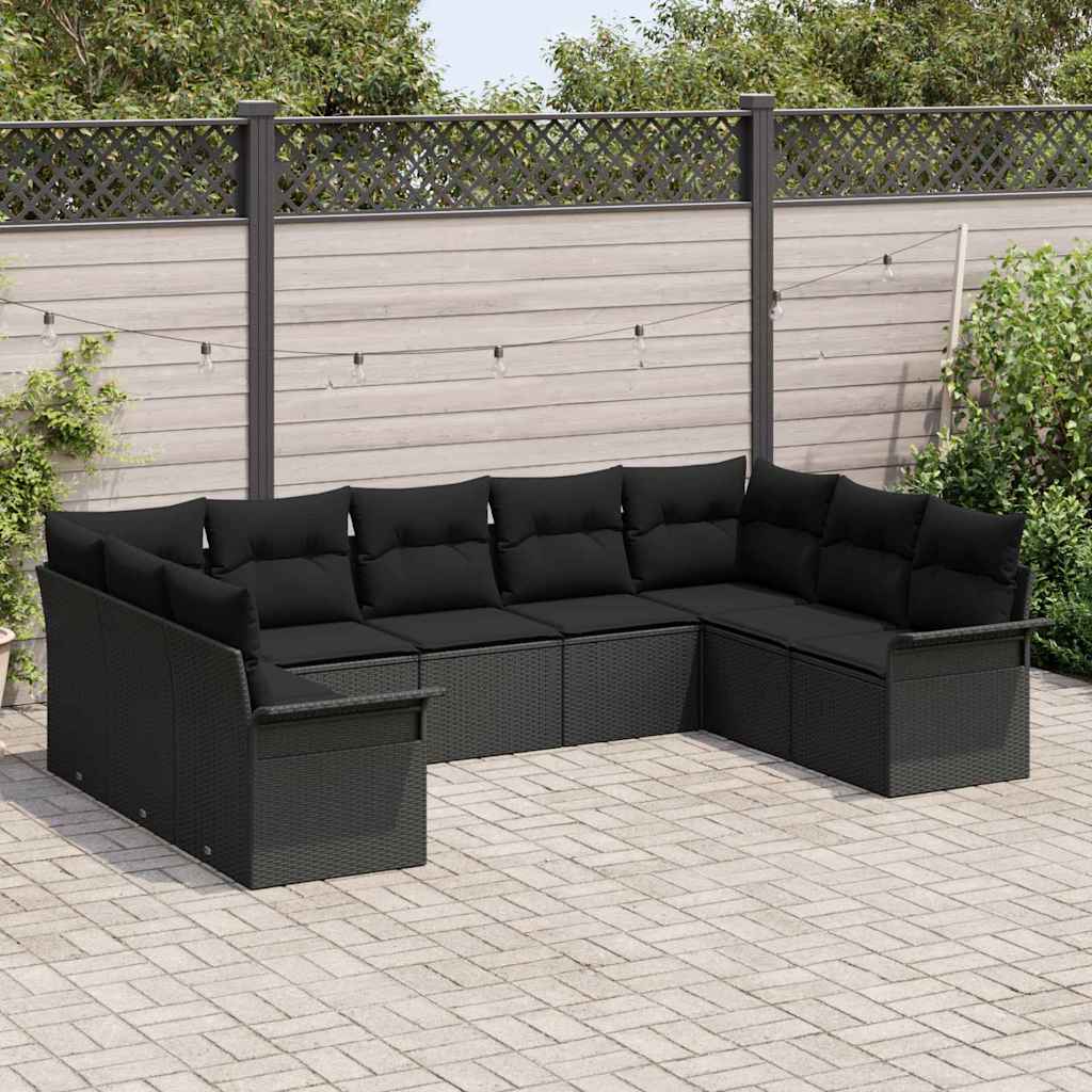 Tuin Sofa Set met opslag 9 pcs Zwart poly rattan is nu te koop bij PeponiXL, paradijselijk wonen!