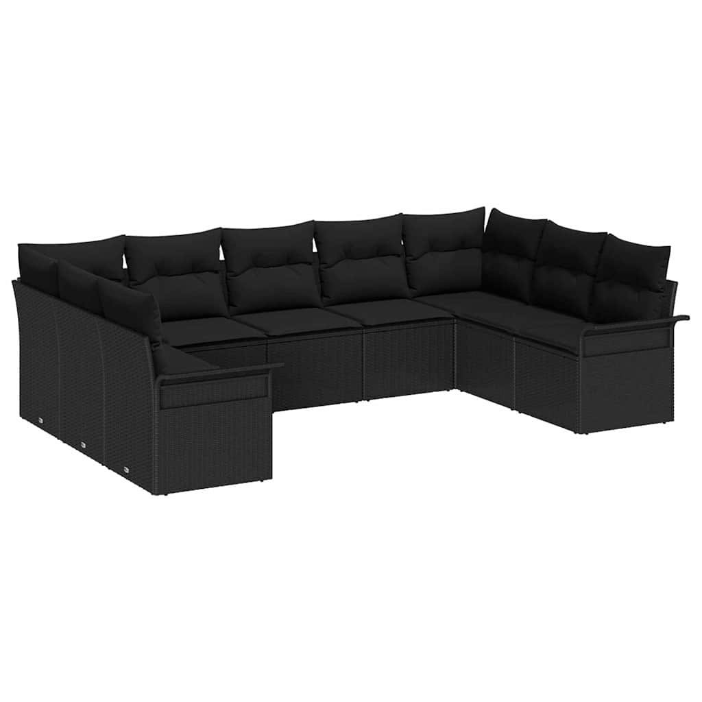 Tuin Sofa Set met opslag 9 pcs Zwart poly rattan is nu te koop bij PeponiXL, paradijselijk wonen!