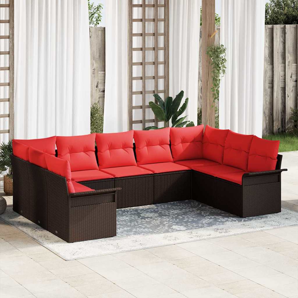 Tuin Sofa Set met opslag 9 pcs Beige poly rattan is nu te koop bij PeponiXL, paradijselijk wonen!