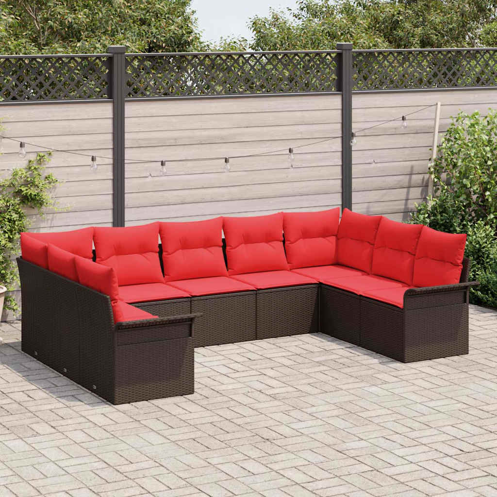 Tuin Sofa Set met opslag 9 pcs Beige poly rattan is nu te koop bij PeponiXL, paradijselijk wonen!