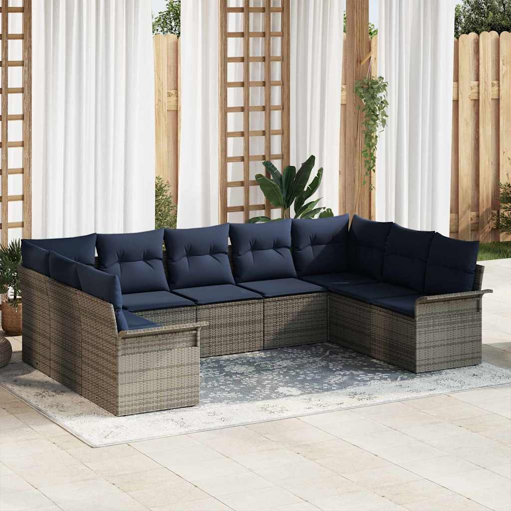 Tuin Sofa Set met opslag 9 pcs Lichtgrijs poly rattan is nu te koop bij PeponiXL, paradijselijk wonen!