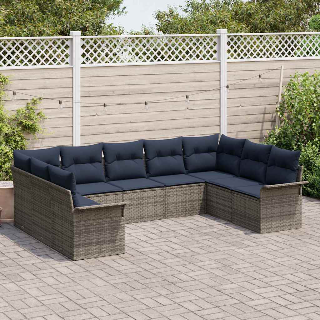 Tuin Sofa Set met opslag 9 pcs Lichtgrijs poly rattan is nu te koop bij PeponiXL, paradijselijk wonen!