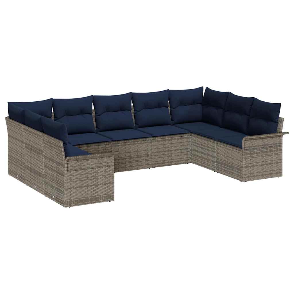 Tuin Sofa Set met opslag 9 pcs Lichtgrijs poly rattan is nu te koop bij PeponiXL, paradijselijk wonen!