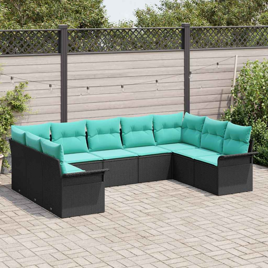 Tuin Sofa Set met opslag 9 pcs Zwart poly rattan is nu te koop bij PeponiXL, paradijselijk wonen!