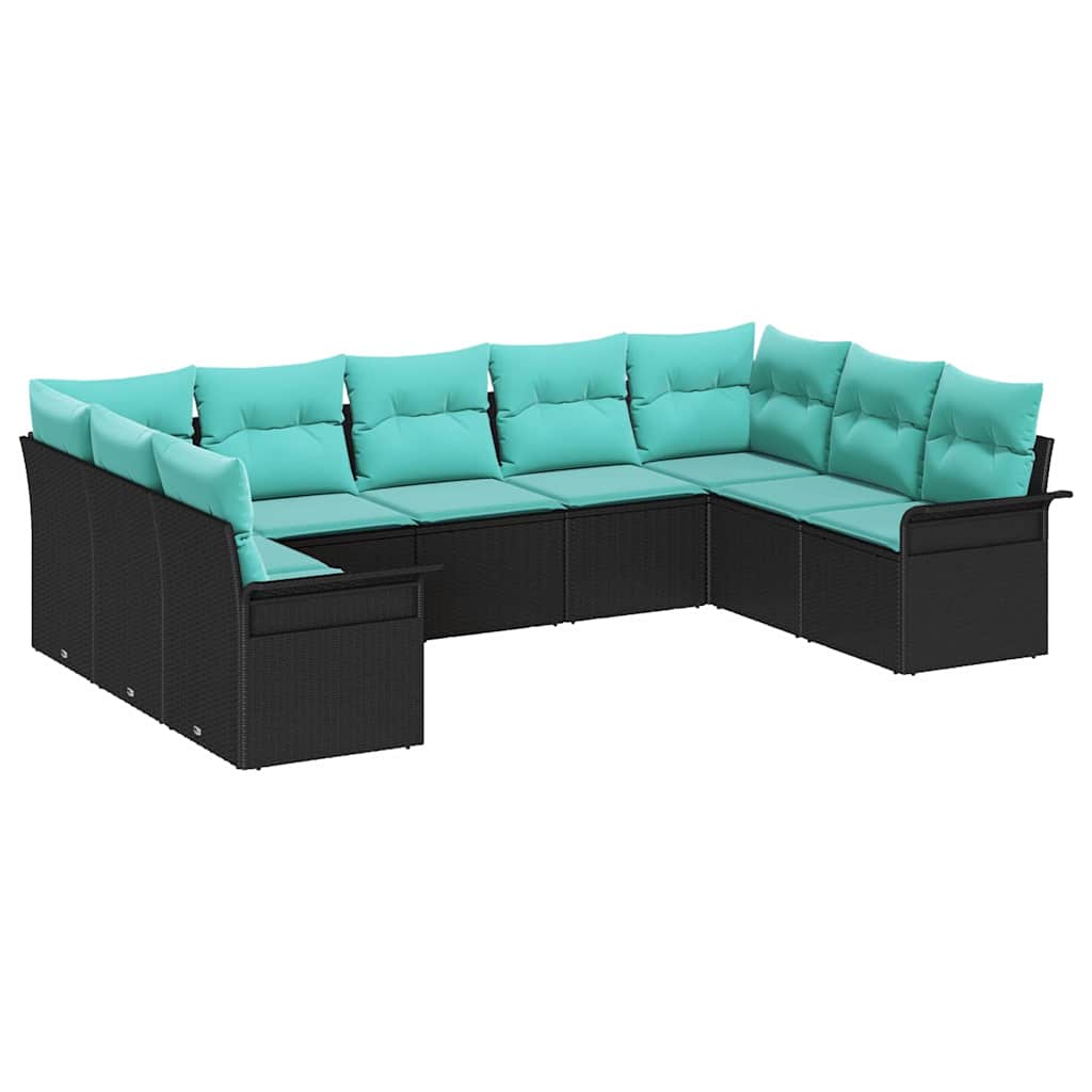 Tuin Sofa Set met opslag 9 pcs Zwart poly rattan is nu te koop bij PeponiXL, paradijselijk wonen!