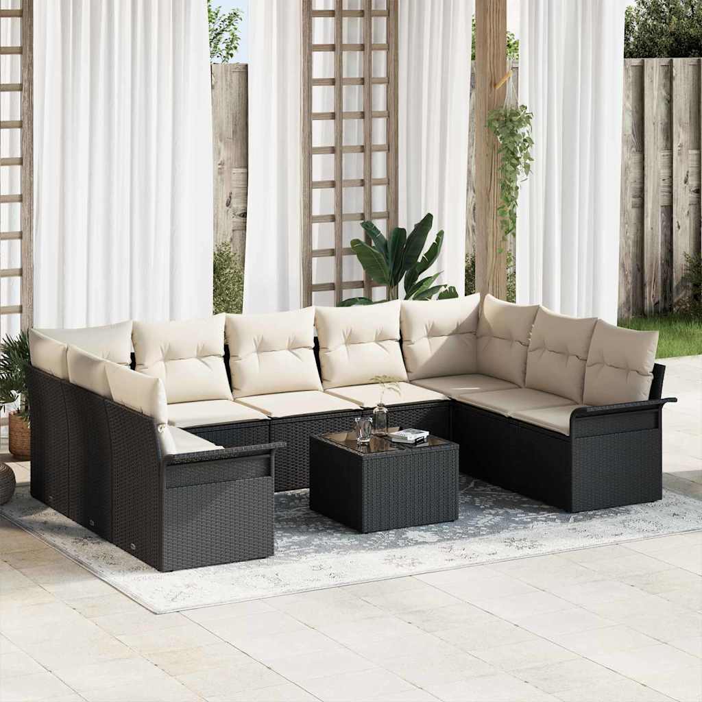 Tuin Sofa Set met opslag 10 pcs Bruin poly rattan is nu te koop bij PeponiXL, paradijselijk wonen!