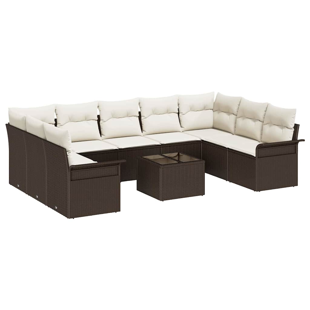 Tuin Sofa Set met opslag 10 pcs Grijs poly rattan is nu te koop bij PeponiXL, paradijselijk wonen!