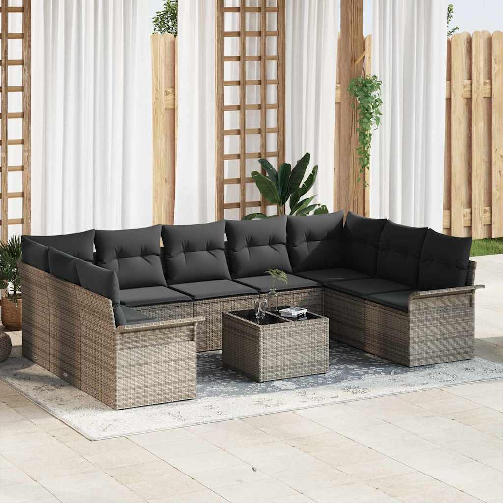 Tuin Sofa Set met opslag 10 pcs Zwart poly rattan is nu te koop bij PeponiXL, paradijselijk wonen!