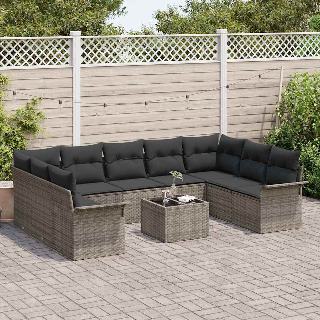 Tuin Sofa Set met opslag 10 pcs Zwart poly rattan is nu te koop bij PeponiXL, paradijselijk wonen!