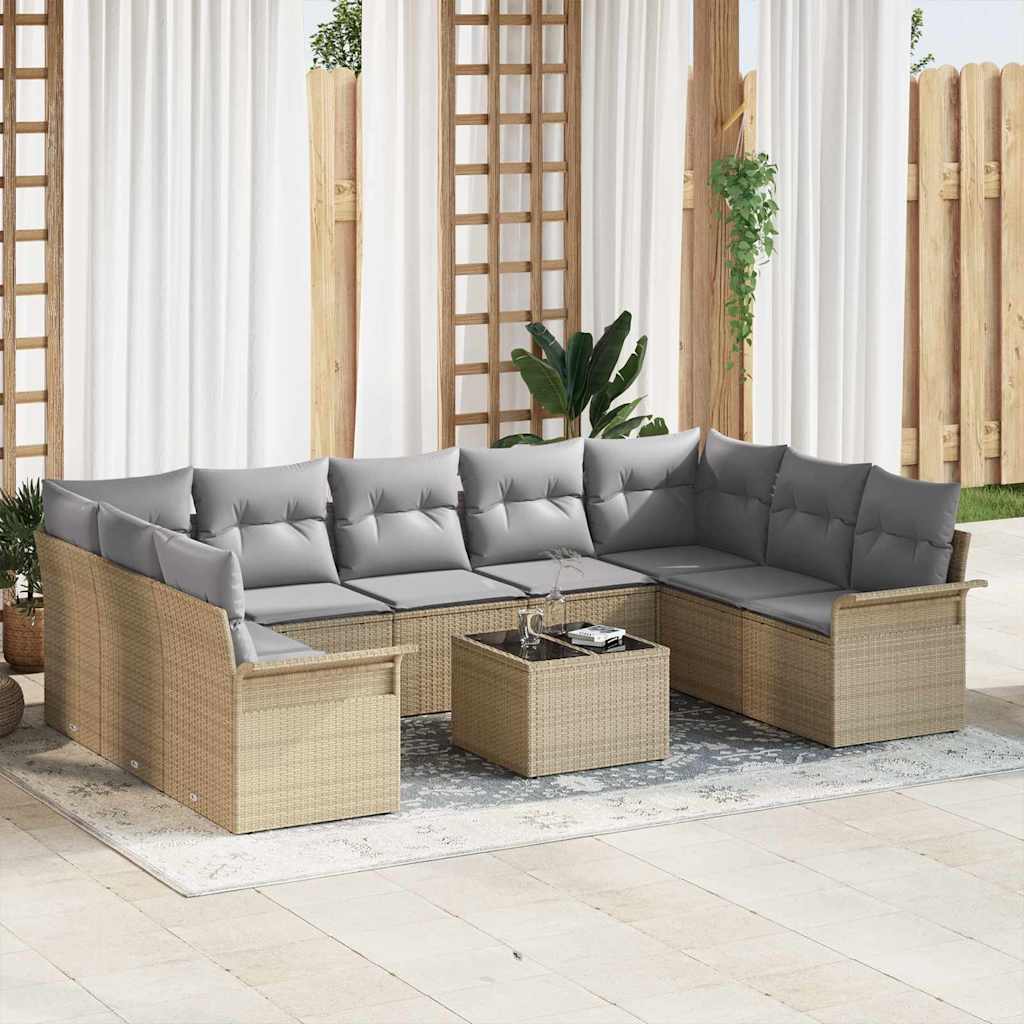 Tuin Sofa Set met opslag 10 pcs Zwart poly rattan is nu te koop bij PeponiXL, paradijselijk wonen!