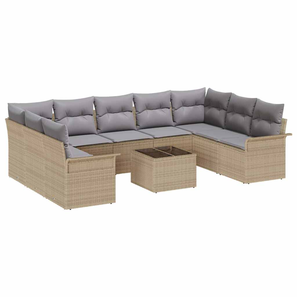 Tuin Sofa Set met opslag 10 pcs Zwart poly rattan is nu te koop bij PeponiXL, paradijselijk wonen!