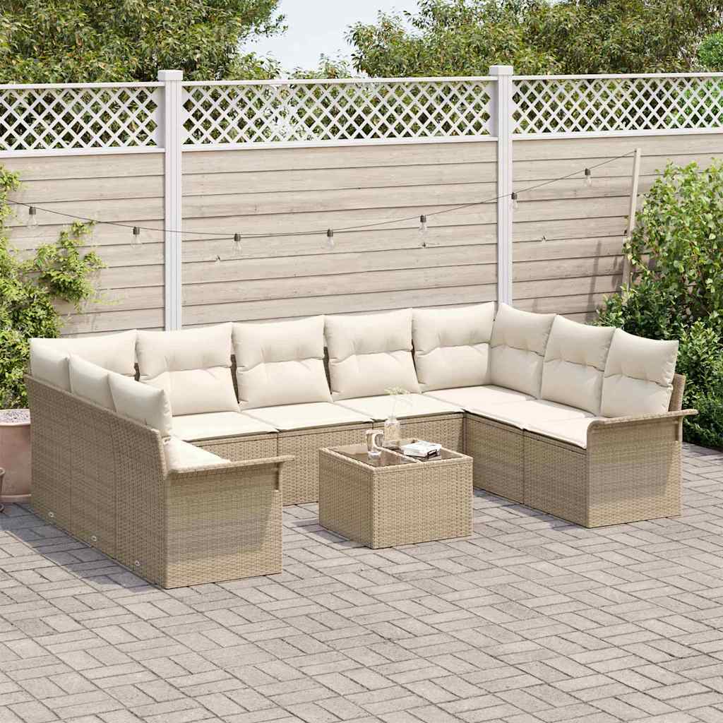 Tuin Sofa Set met opslag 10 pcs Bruin poly rattan is nu te koop bij PeponiXL, paradijselijk wonen!