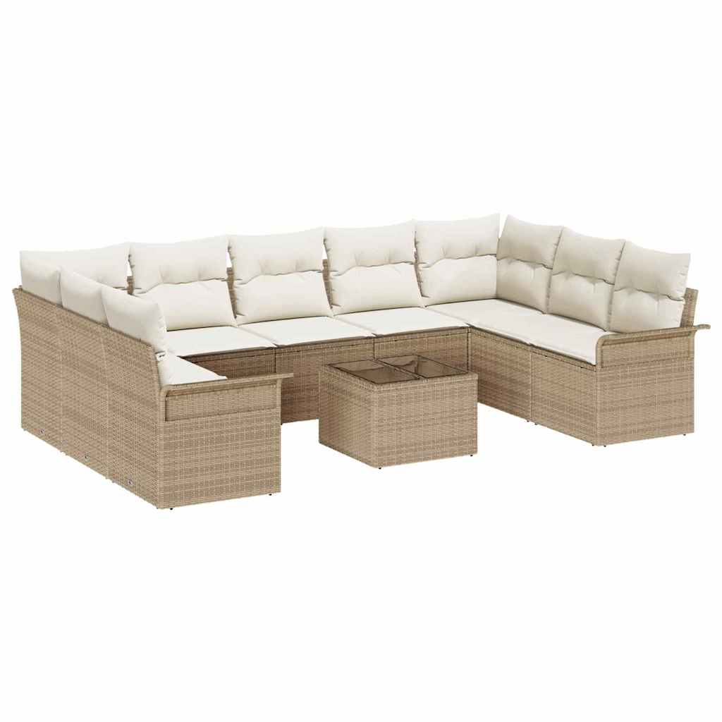 Tuin Sofa Set met opslag 10 pcs Bruin poly rattan is nu te koop bij PeponiXL, paradijselijk wonen!